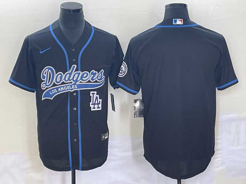 Men%27s Los Angeles Dodgers Black Blank With Patch Cool Base Stitched Jersey->los angeles dodgers->MLB Jersey